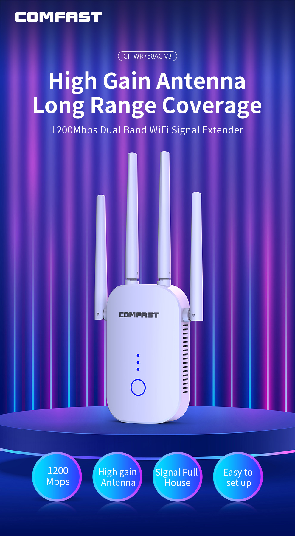 Home Improvement Network - COMFAST AC1200 Dual-Band WiFi Repeater Extender